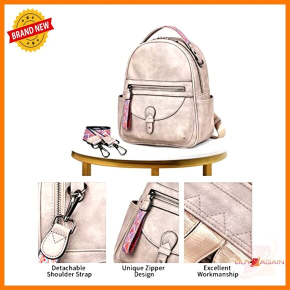Mini Backpack Purse, Leather, Waterproof, Multiple Pockets, Shoulder Bag main image 6